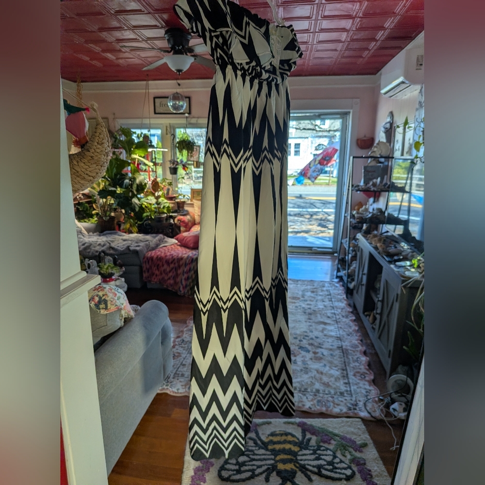 Hope's Black and White Chevron Maxi Dress